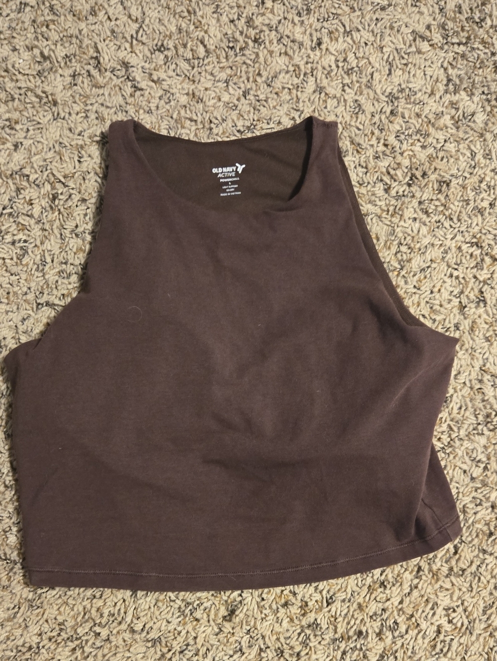 Old Navy Brown Powerchill Scoop Neck Cropped Tank With Builtnin Bra